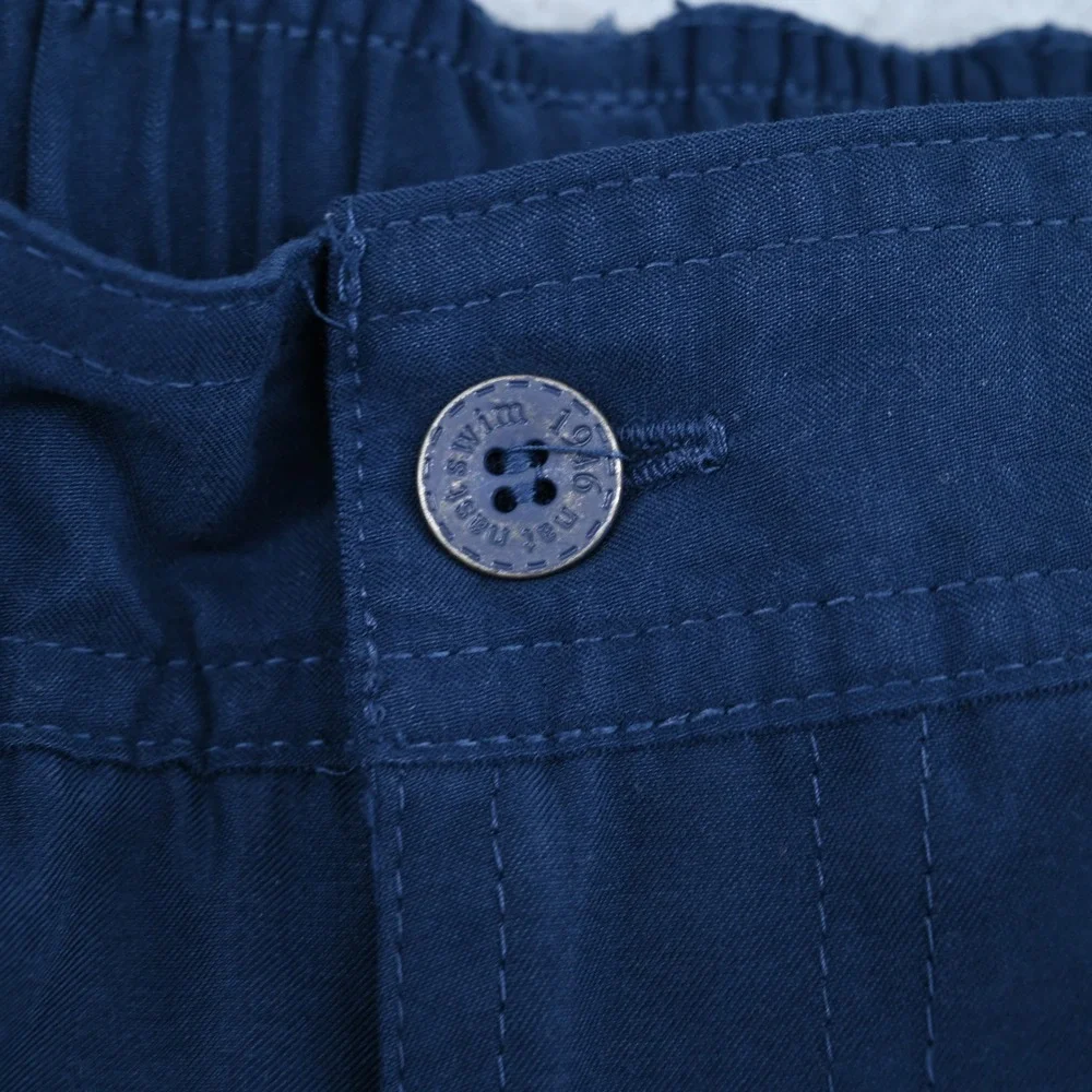 Nat Nast Swim Trunks Mens XL Navy Blue Cargo Pockets Mesh Lined Casual Resort